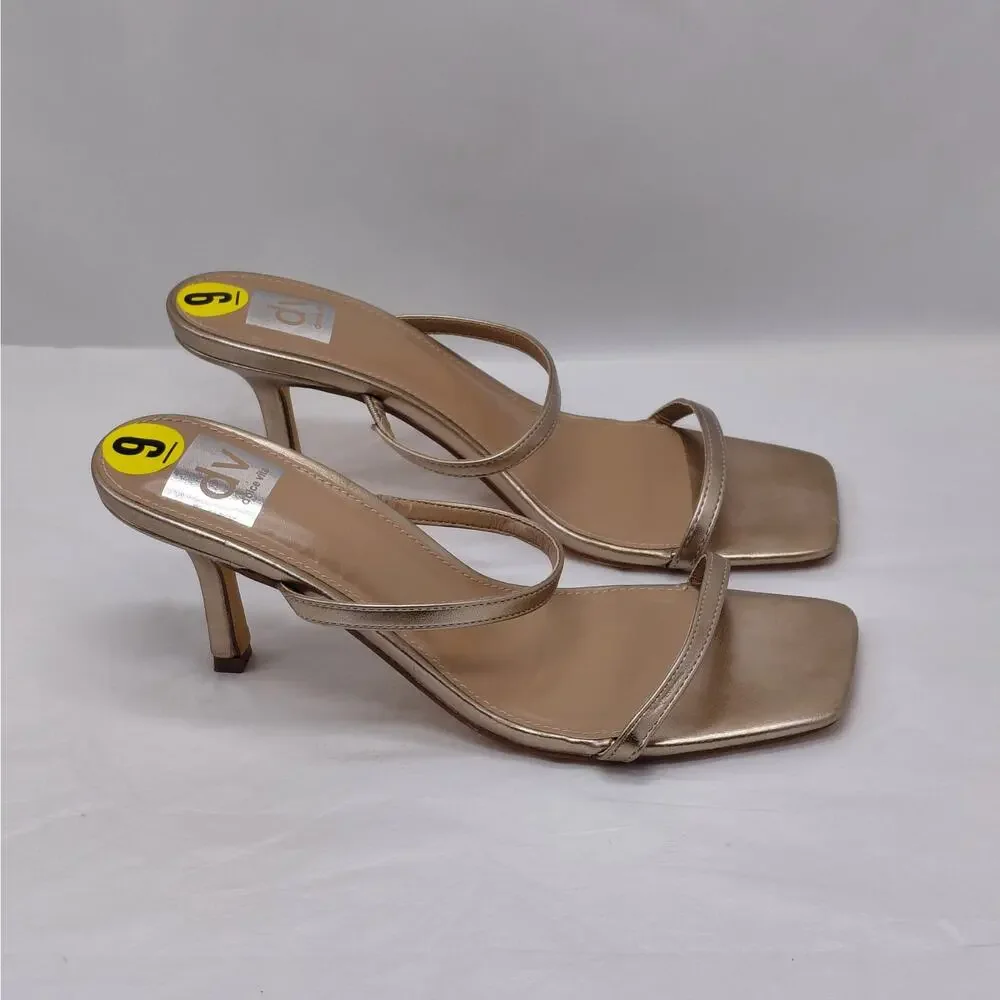 Dolce Vita Womens Sandals Size 9 Gold Metallic Heels Square Toe Wedding Party